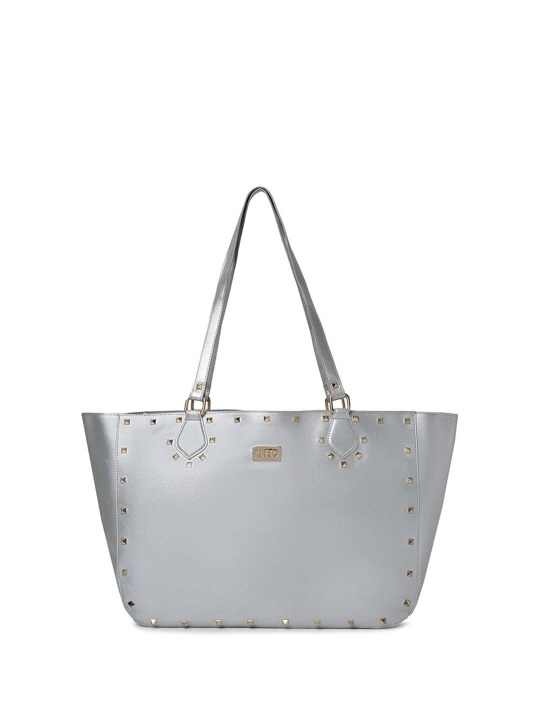kleio silver-toned pu shopper tote bag
