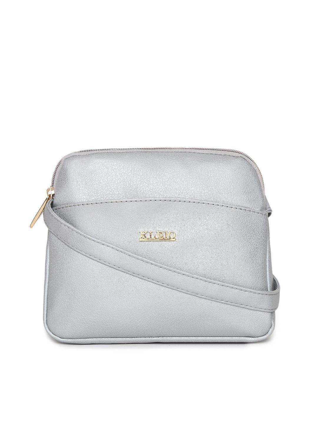 kleio silver-toned solid sling bag