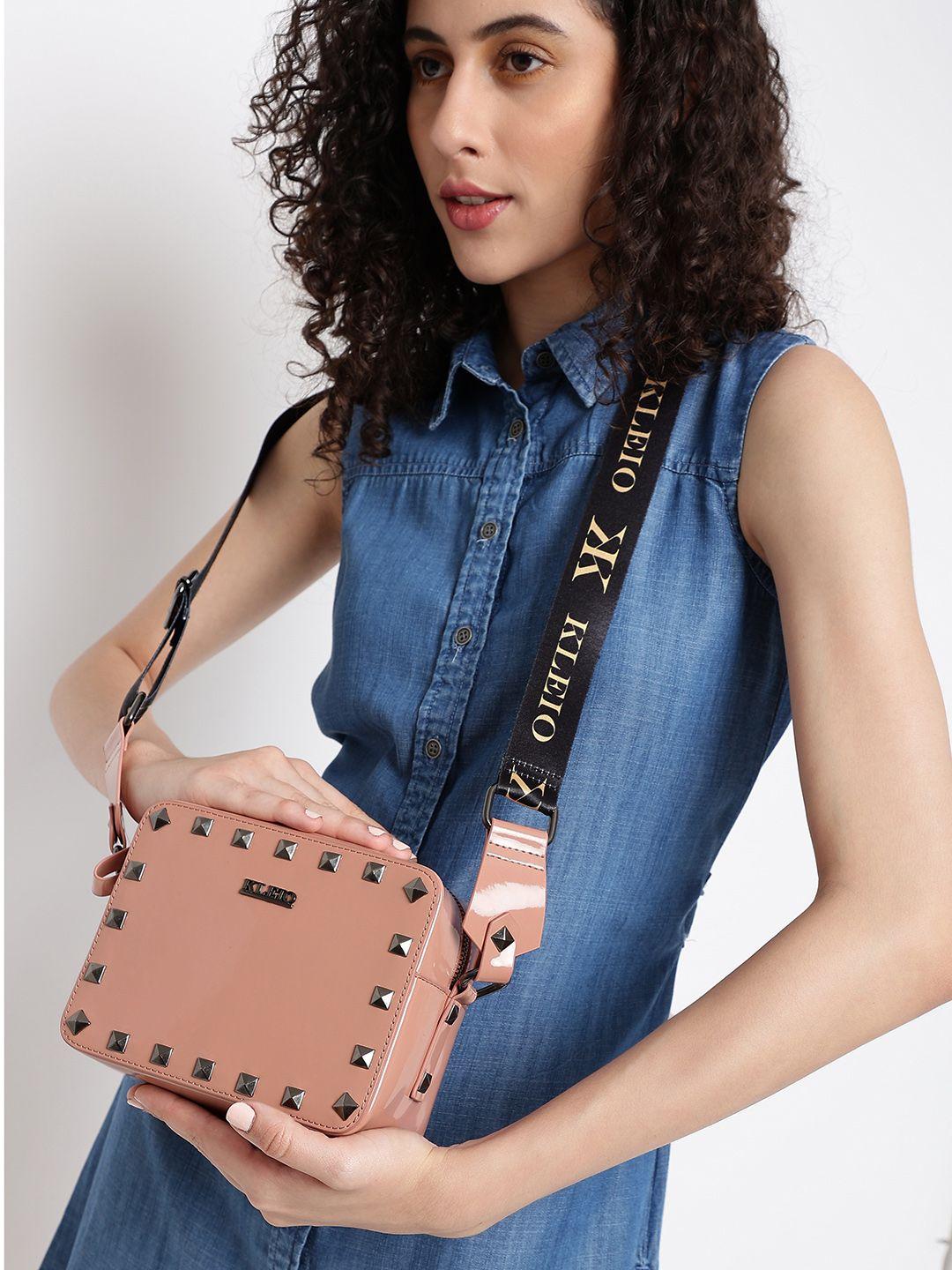 kleio square structured studded sling bag