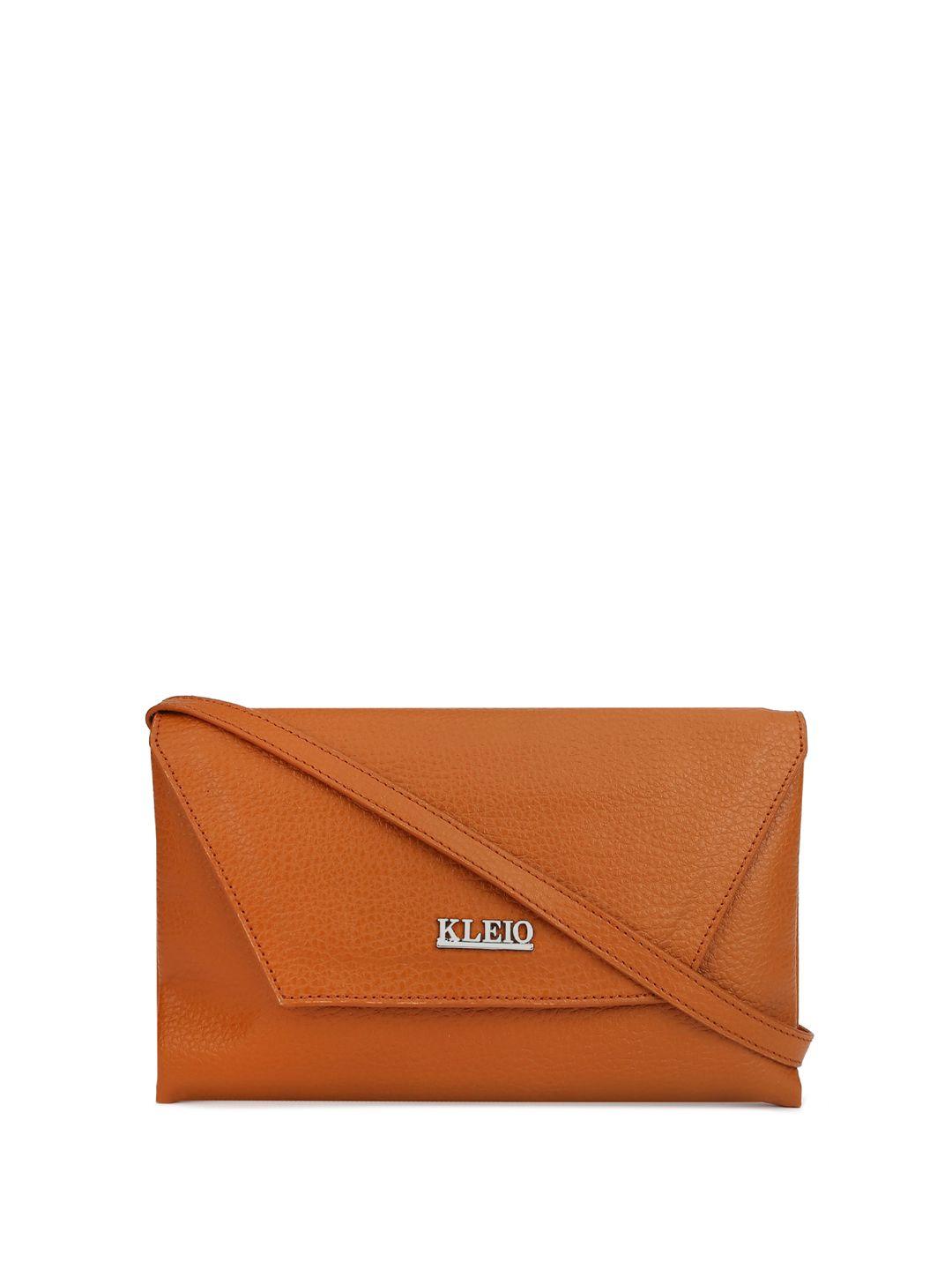 kleio tan pu structured sling bag with cut work