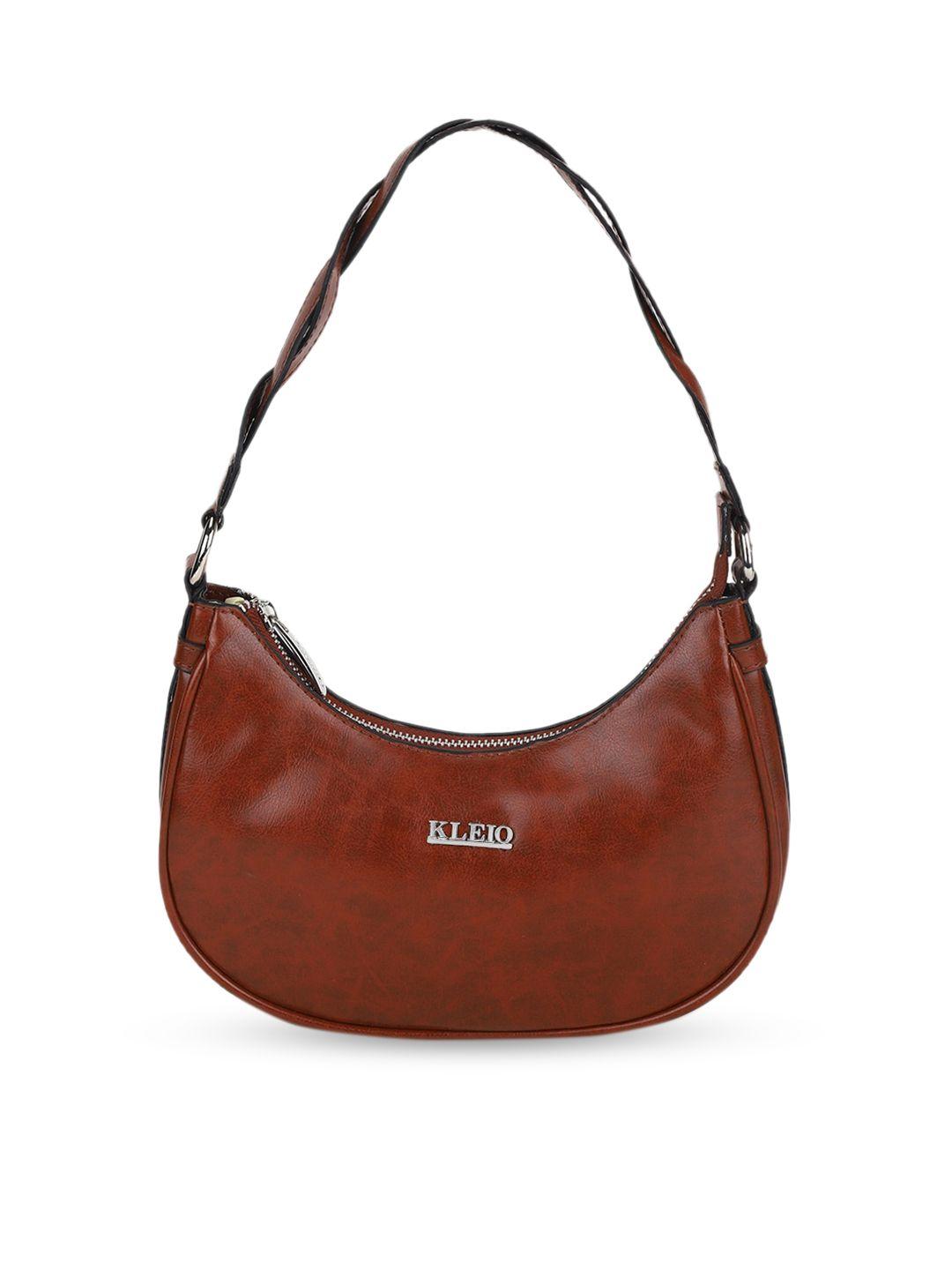 kleio tan textured half moon hobo bag