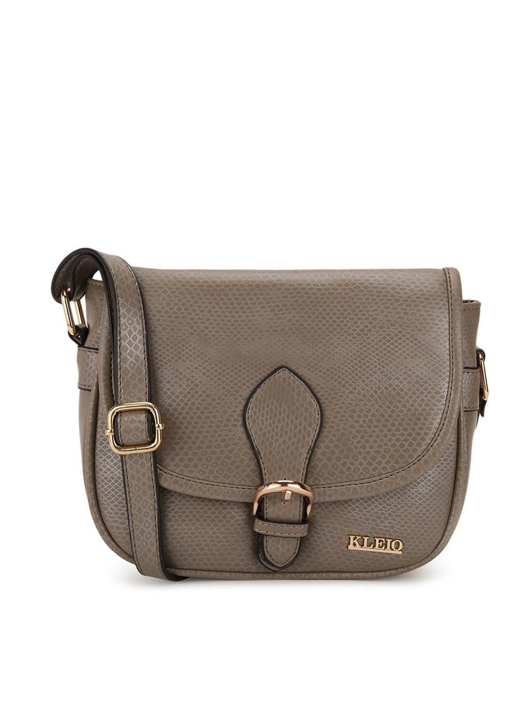 kleio taupe textured structured sling bag