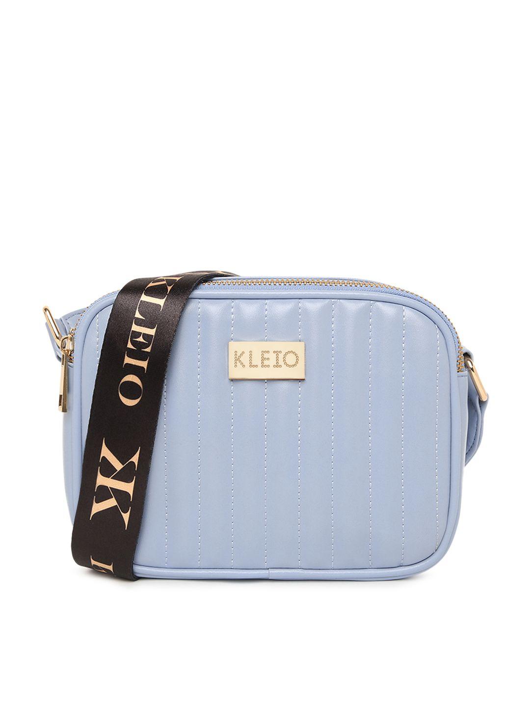 kleio turquoise blue self design structured sling bag