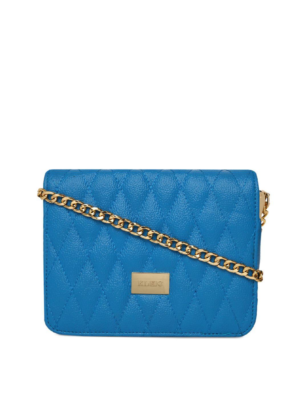 kleio turquoise blue solid sling bag