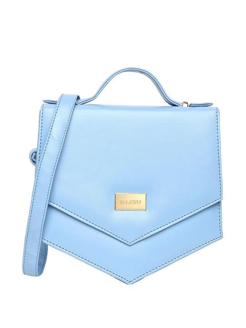 kleio turquoise solid medium satchel handbag