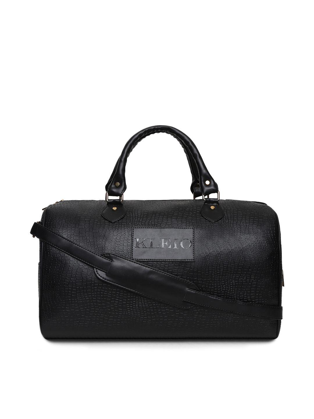 kleio unisex black textured duffel bag