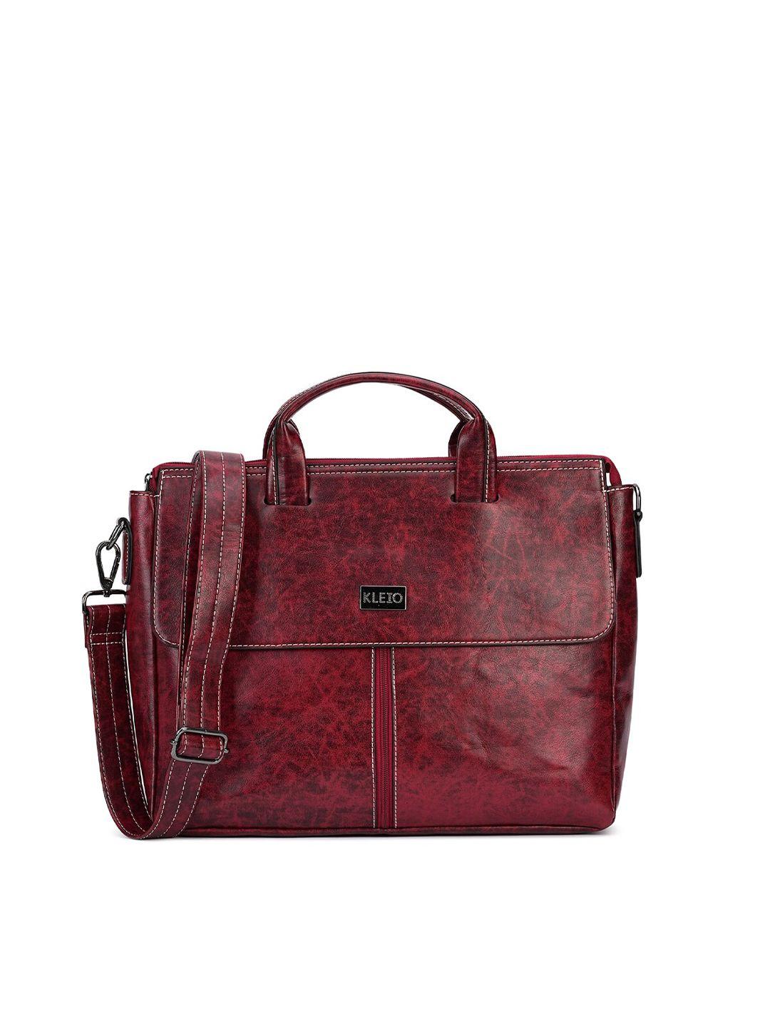 kleio unisex maroon pu laptop bag - 38cm