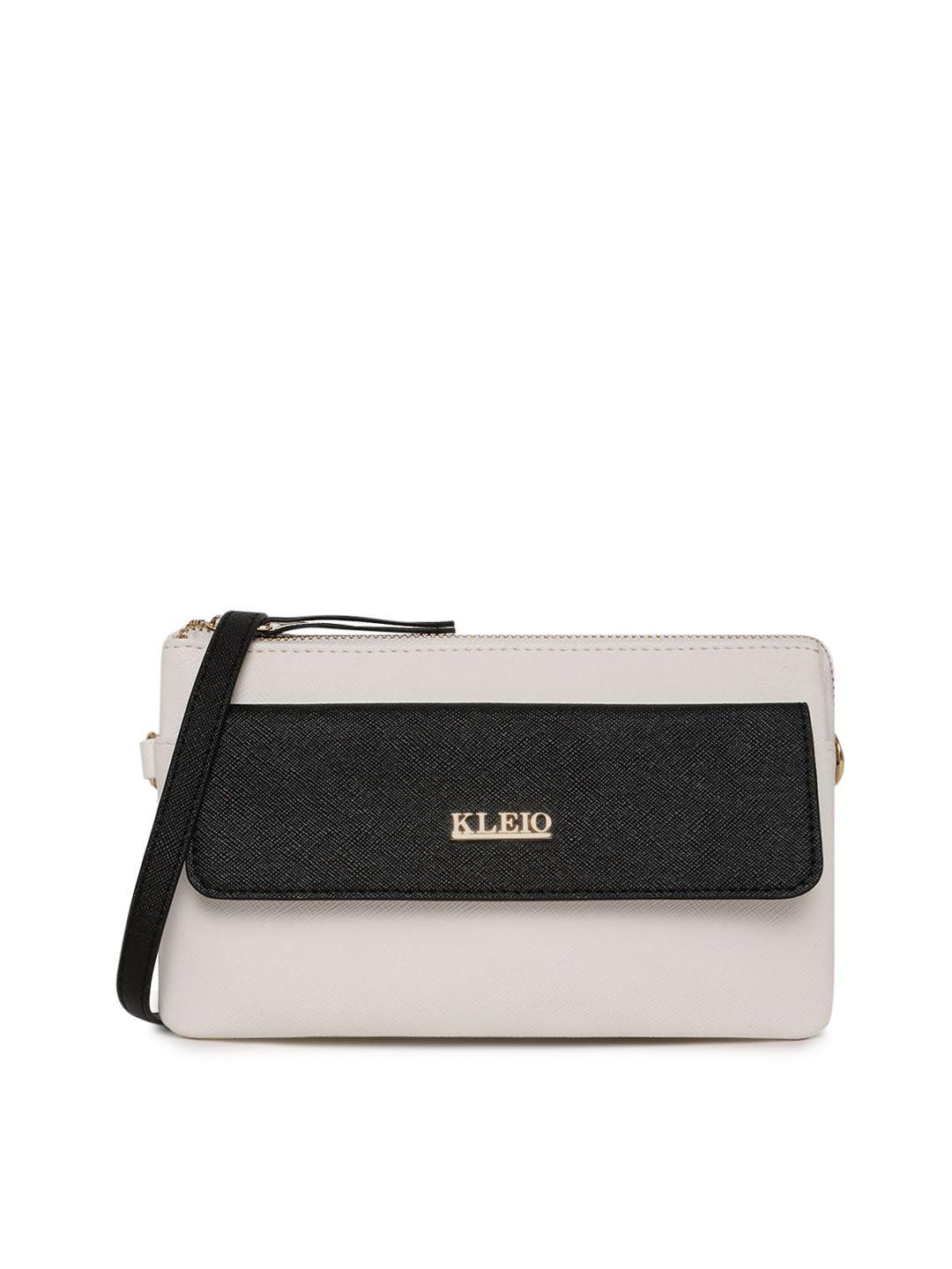 kleio white colourblocked pu sling bag