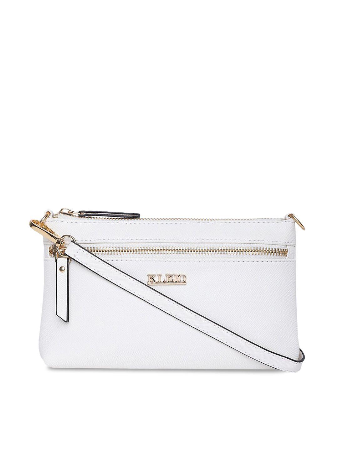 kleio white pu structured sling bag