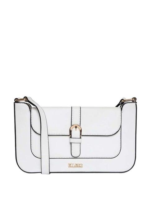 kleio white solid medium shoulder bag