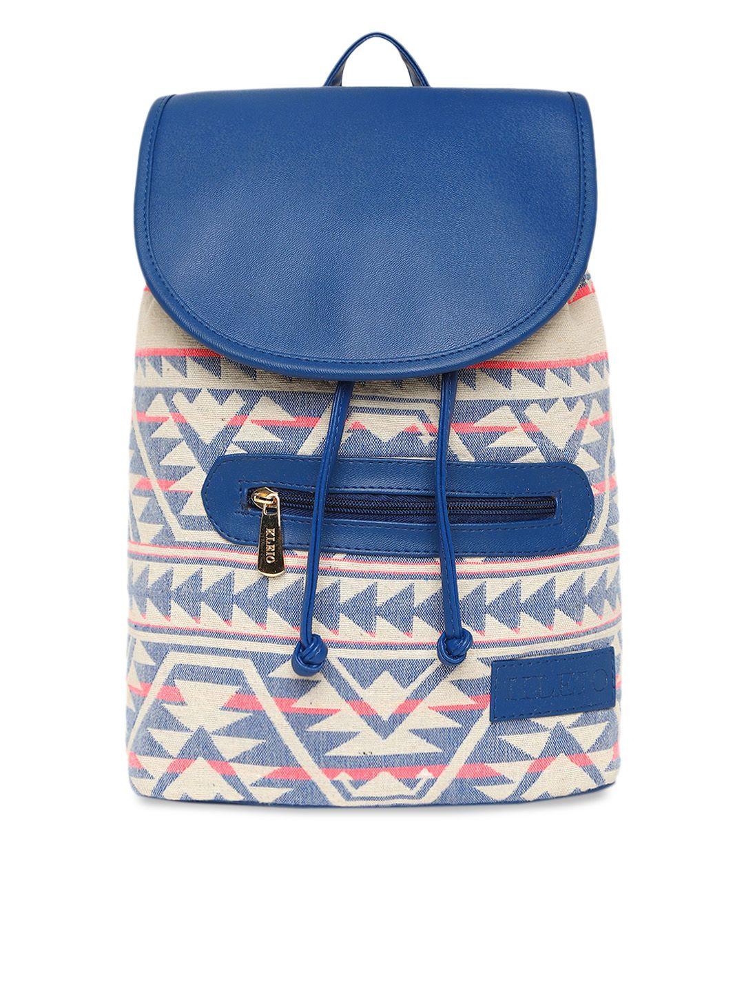 kleio women blue & off-white printed backpack