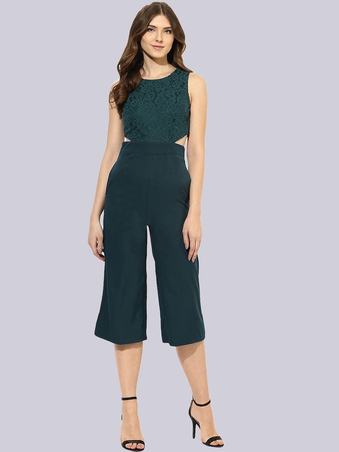 kleio women cut-out basic jumpsuit with lace inserts