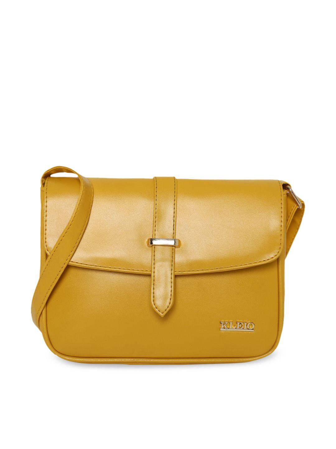 kleio women mustard yellow solid sling bag