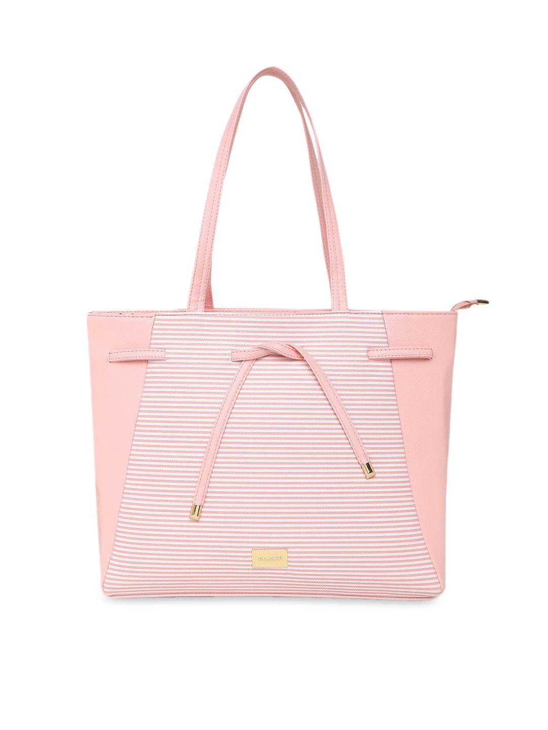 kleio women pink striped shoulder bag