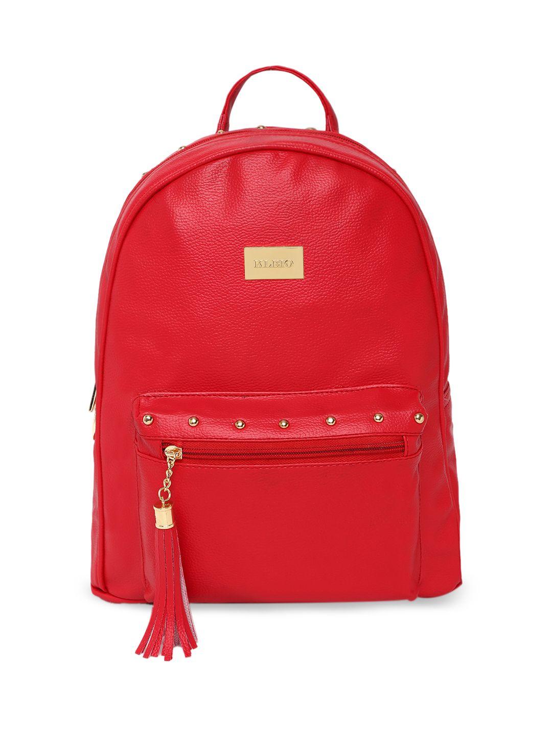 kleio women red solid backpack