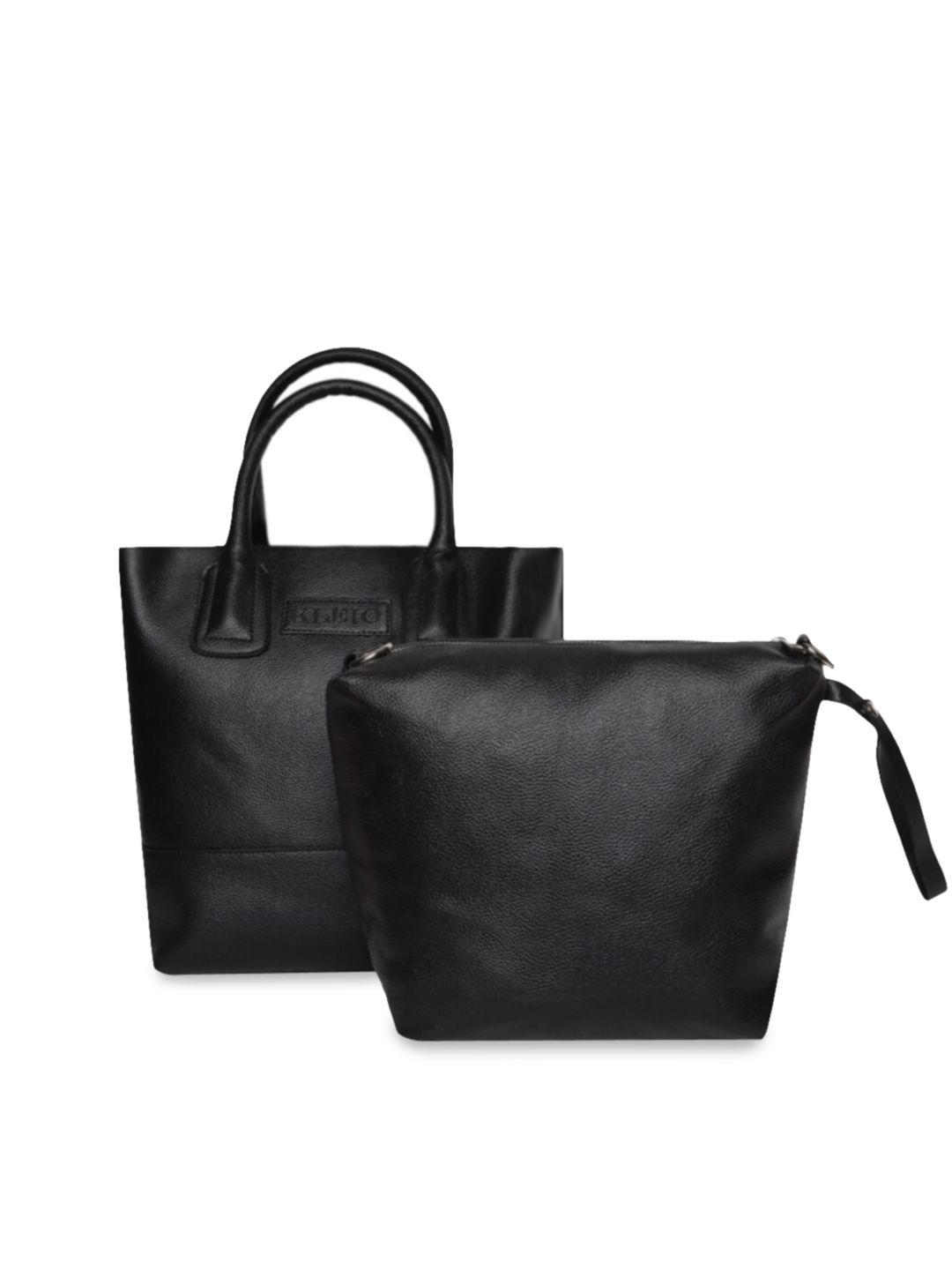kleio women set of 2 black solid handbags