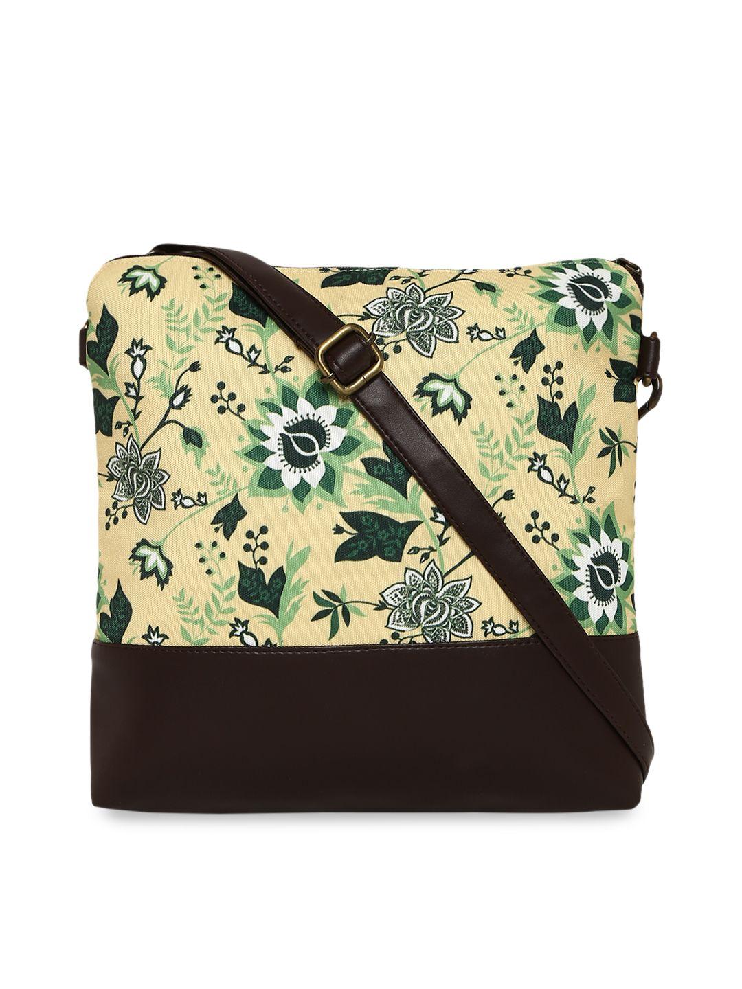 kleio yellow & green printed sling bag