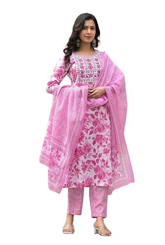 klosia women embroidery straight floral printed kurta and pant set with dupatta | ethnic set | dupatta set | suit set | kurta set | wedding suit | (x-large)