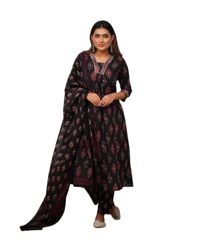 klosia women printed a-line kurta and pant set with dupatta | kurta set | ethnic set | dupatta set | ethnic set | kurta pant | traditional wear | wedding wear | festive suit | (x-large)