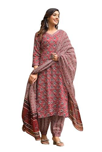 klosia women straight block printed kurta and pant set with dupatta | ethnic set | dupatta set | suit set | kurta set | wedding suit | (xx-large)