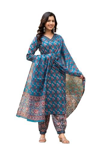 klosia women straight floral printed kurta and pant set with dupatta | ethnic set | dupatta set | suit set | kurta set | (xx-large)