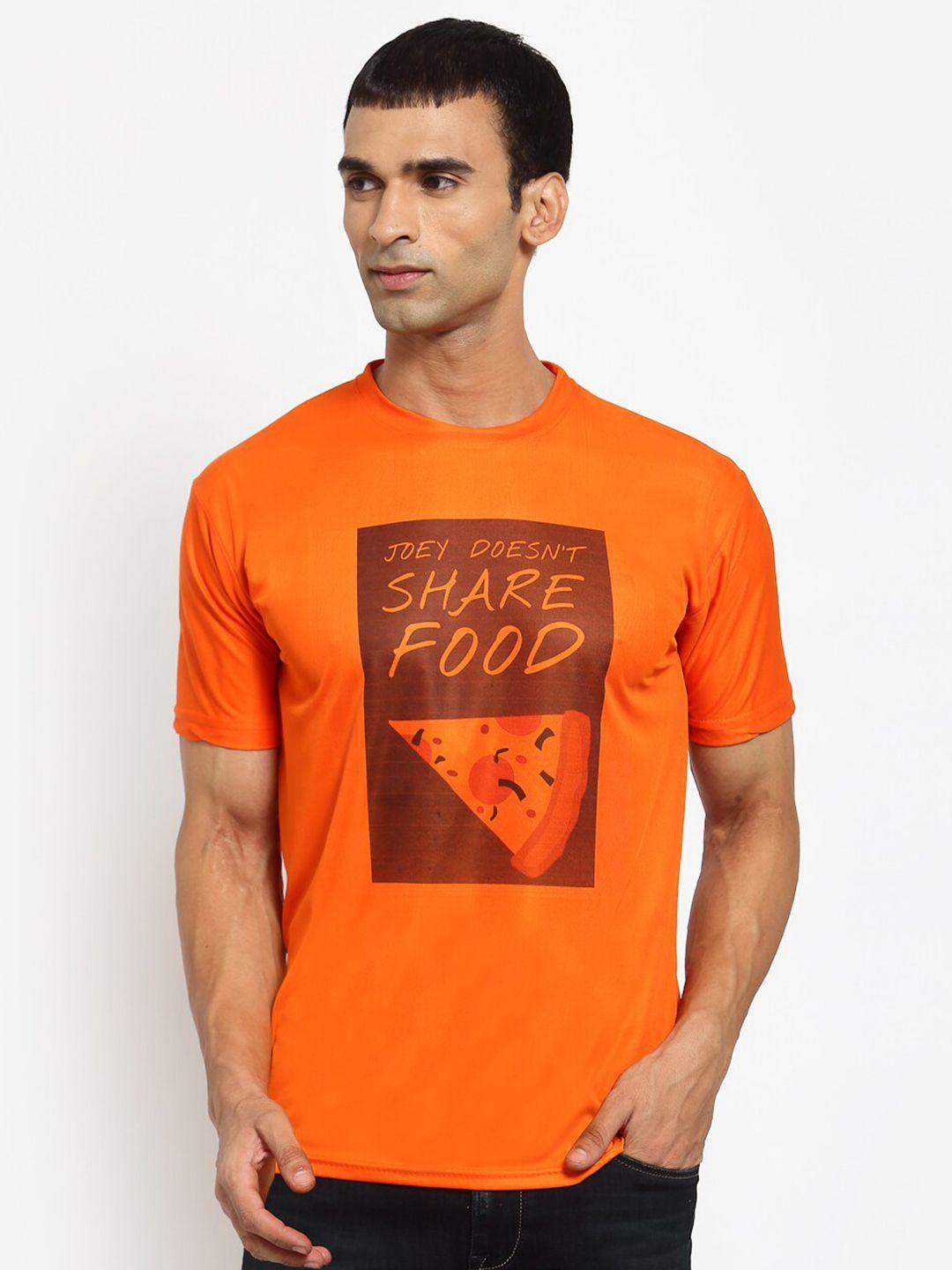 klotthe men orange typography printed t-shirt
