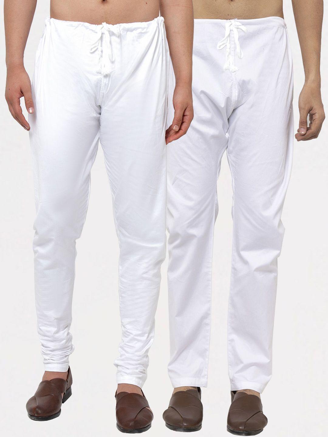klotthe men white pack of 2 solid cotton pyjamas
