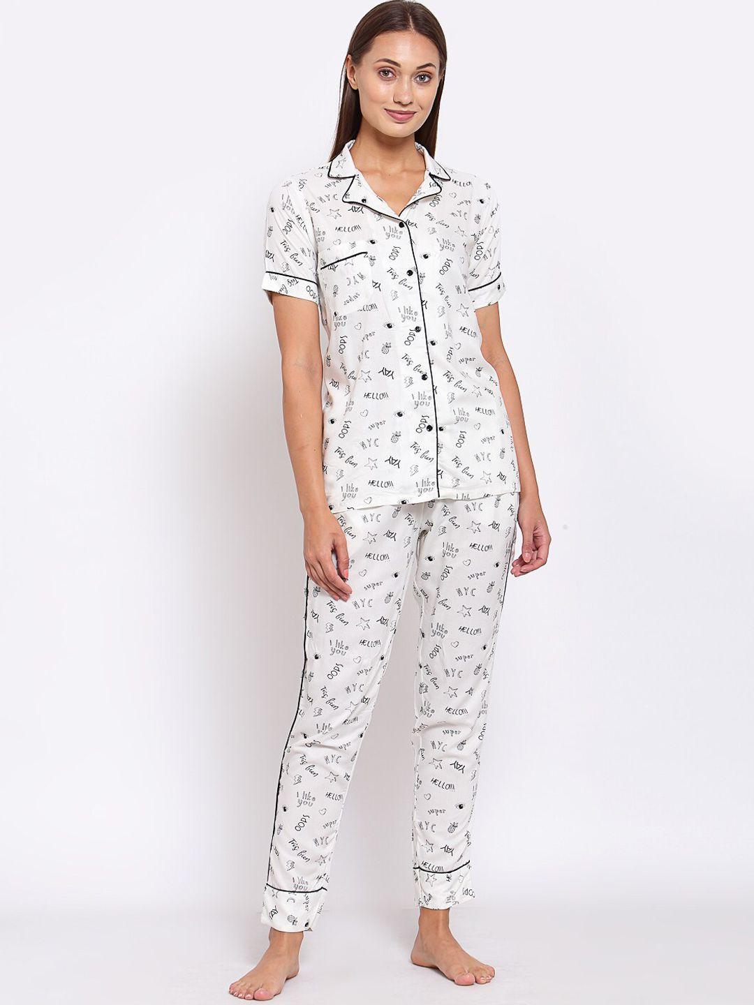 klotthe typography printed pure cotton night suit