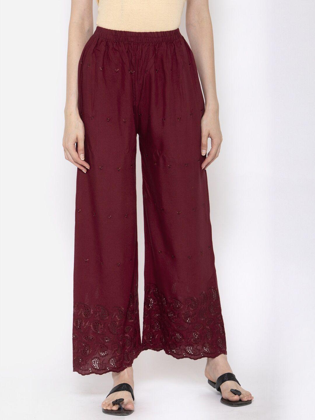 klotthe women floral embroidered wide leg palazzos