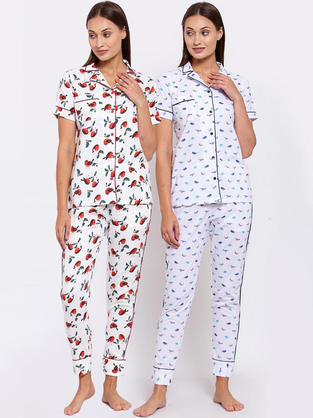 klotthe women pack of 2 printed pure cotton night suits