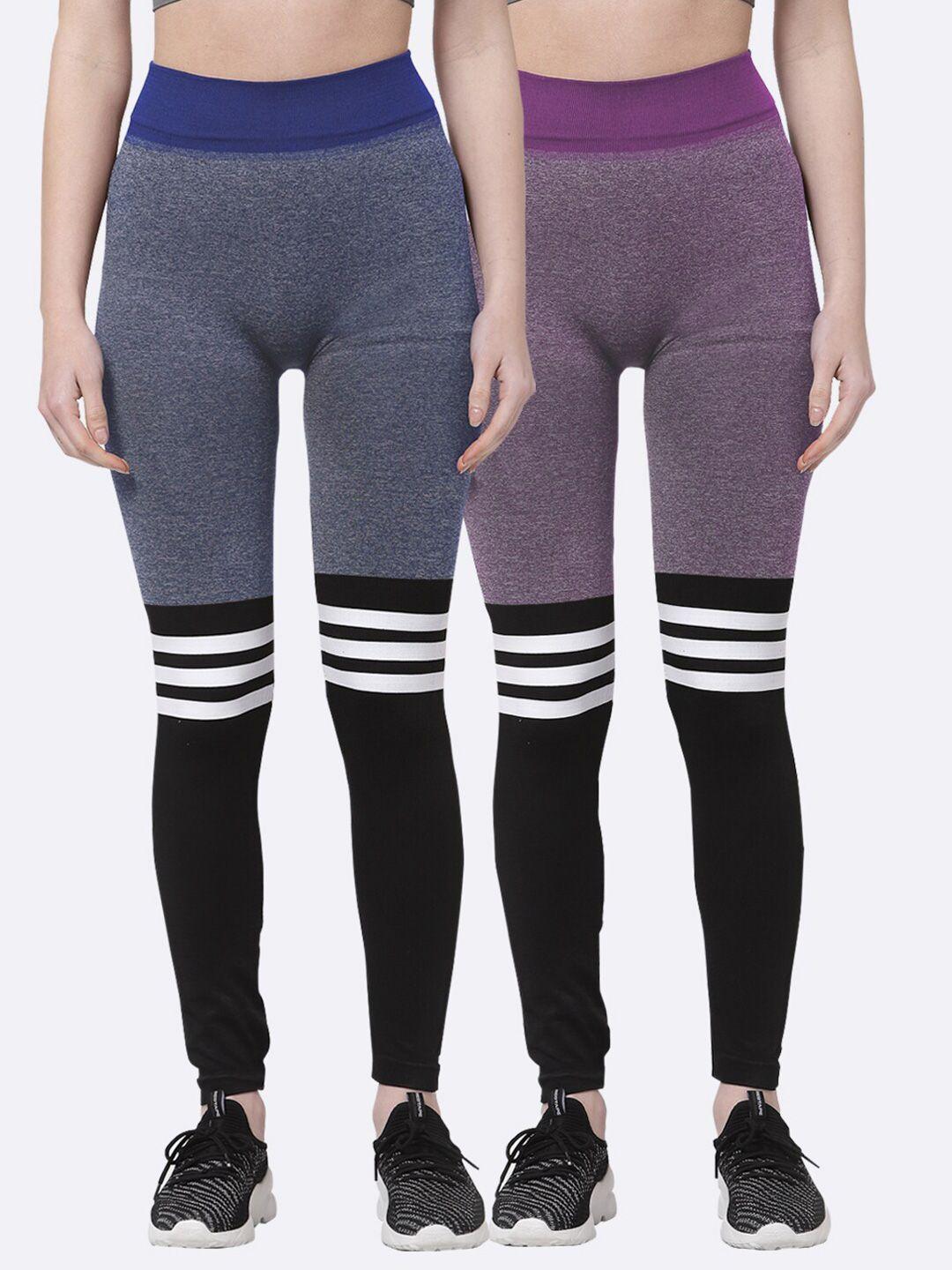 klotthe women set of 2 multicolor printed skinny fit jeggings