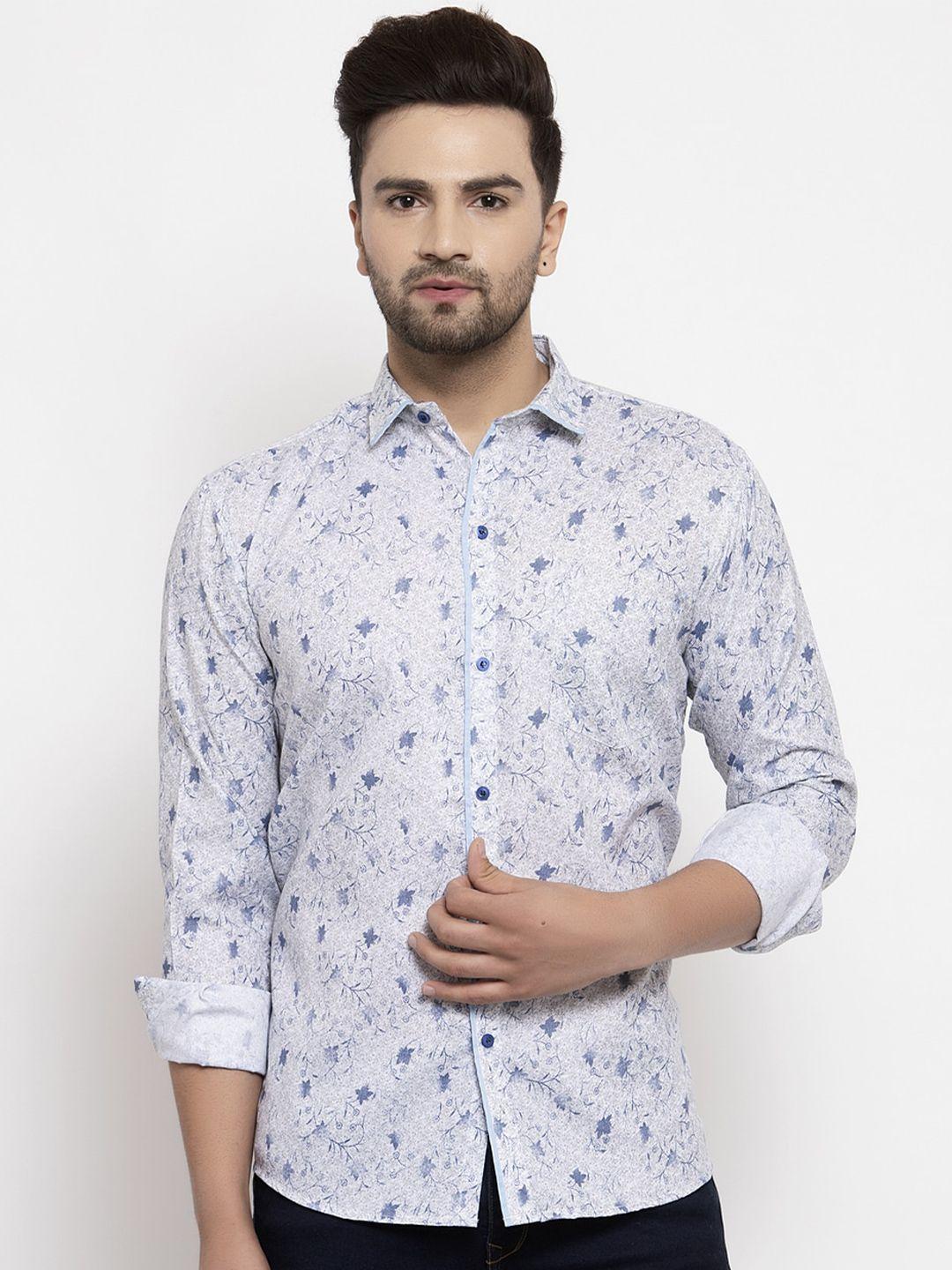 klotthe men blue floral printed casual shirt