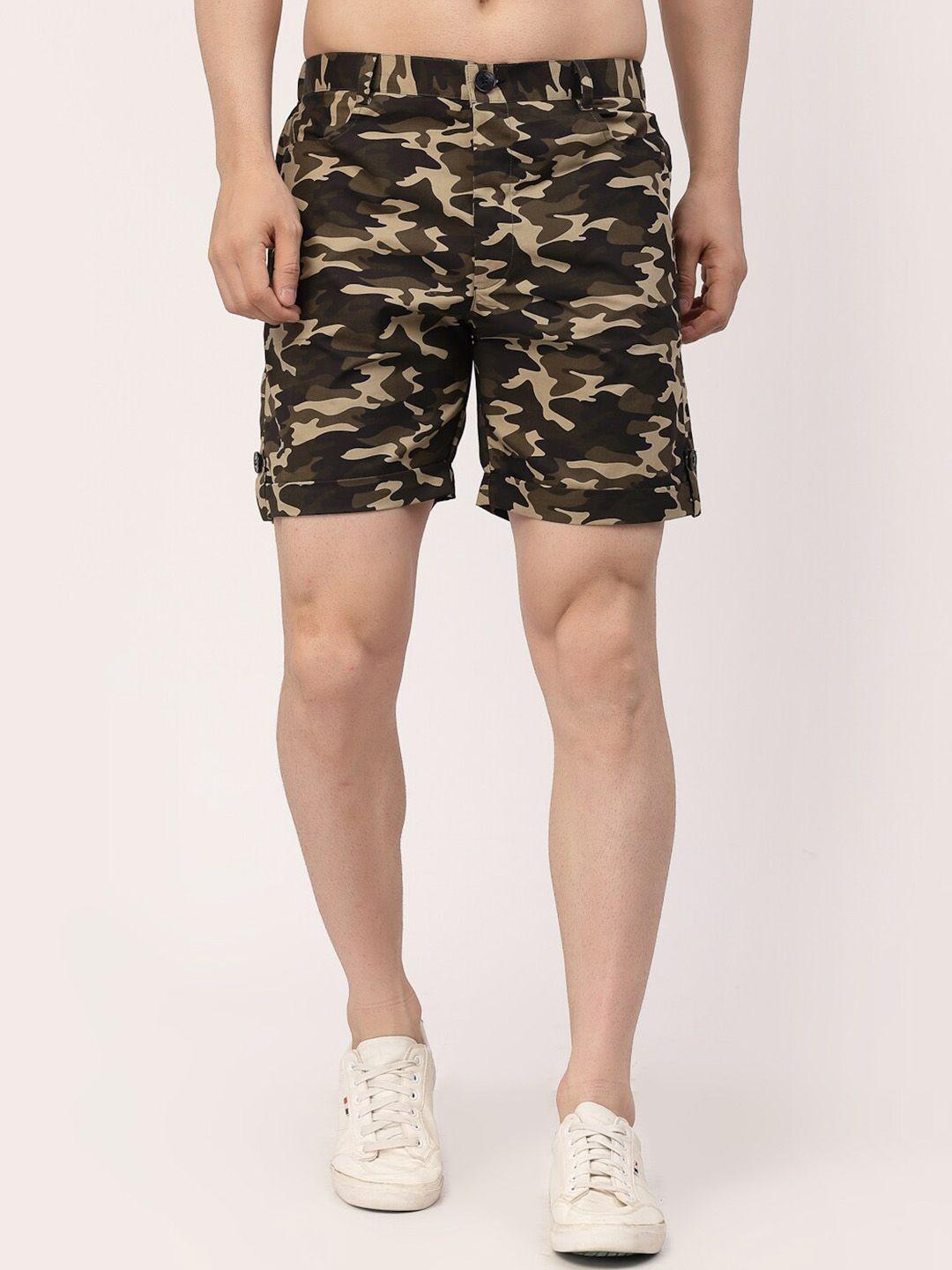 klotthe men camouflage printed mid-rise cotton shorts
