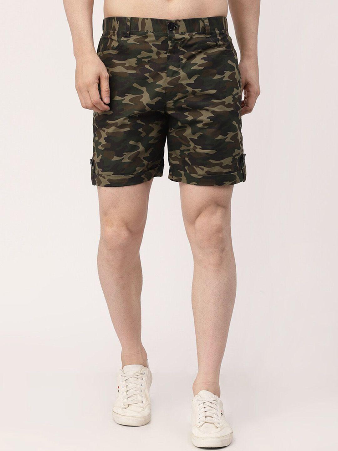 klotthe men camouflage printed mid-rise rapid dry cotton cargo shorts