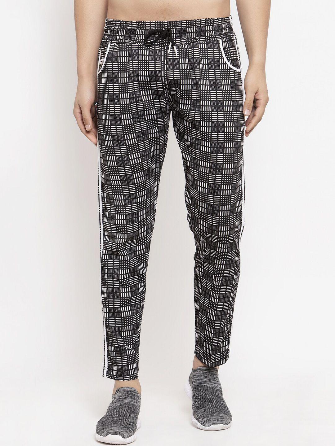 klotthe men mid rise checked relaxed fit track pants