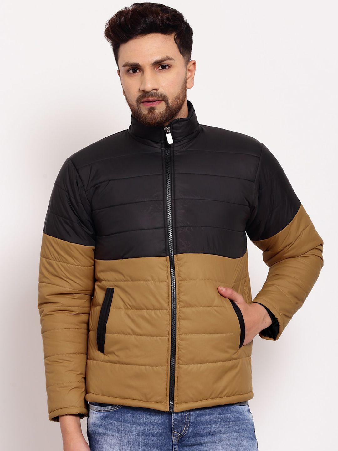 klotthe men mustard colourblocked water resistant outdoor padded jacket