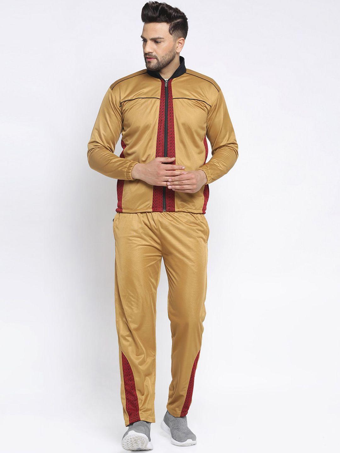 klotthe men mustard yellow solid tracksuits