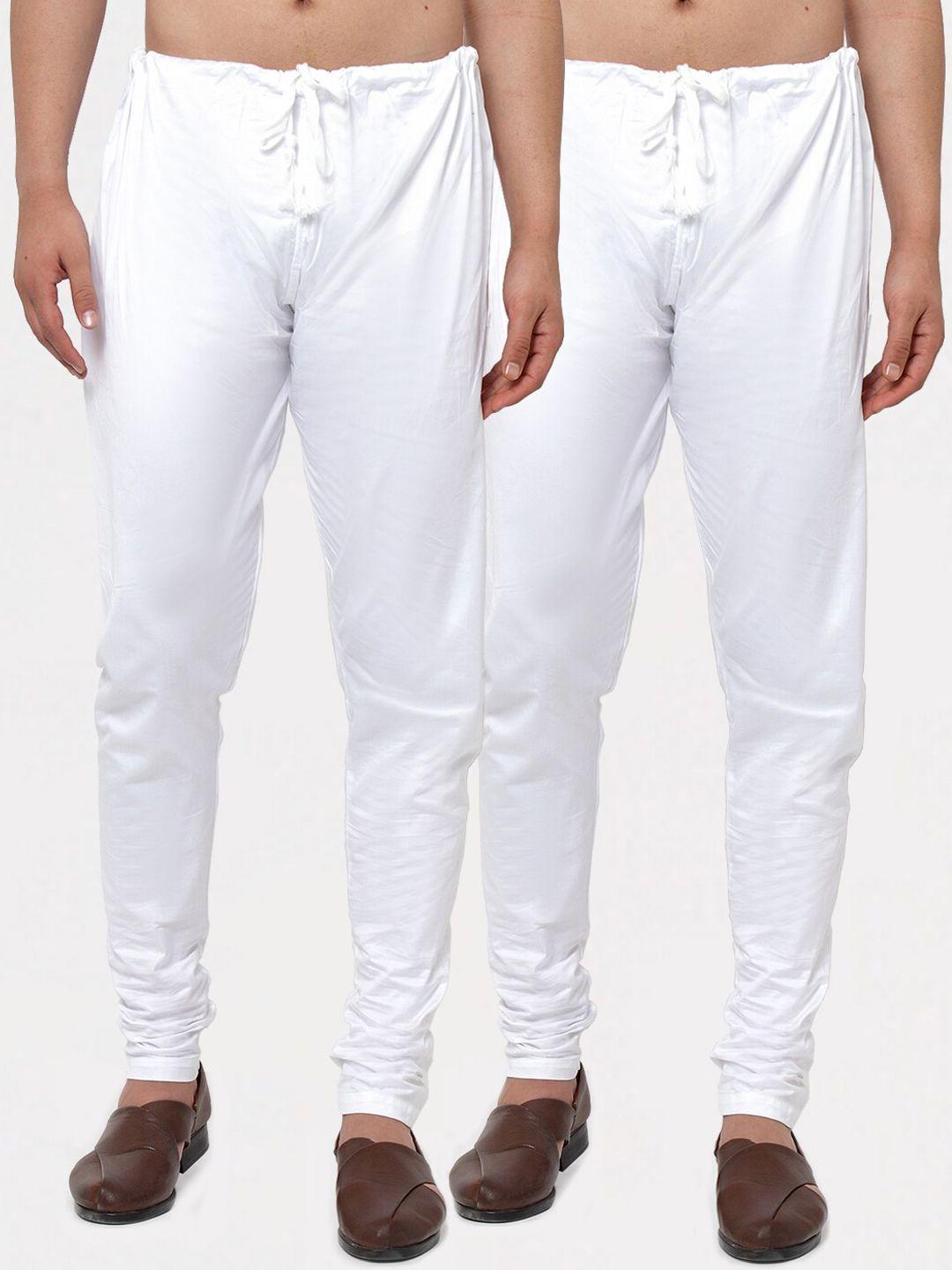 klotthe men pack of 2 white solid cotton pyjamas