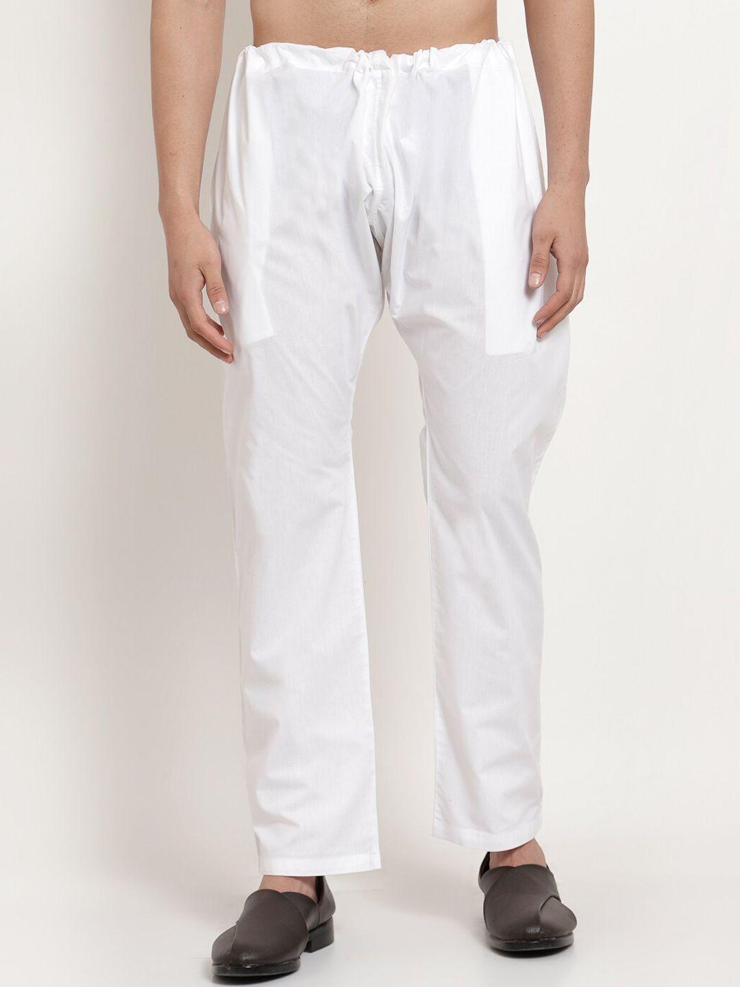 klotthe men white solid cotton pyjamas