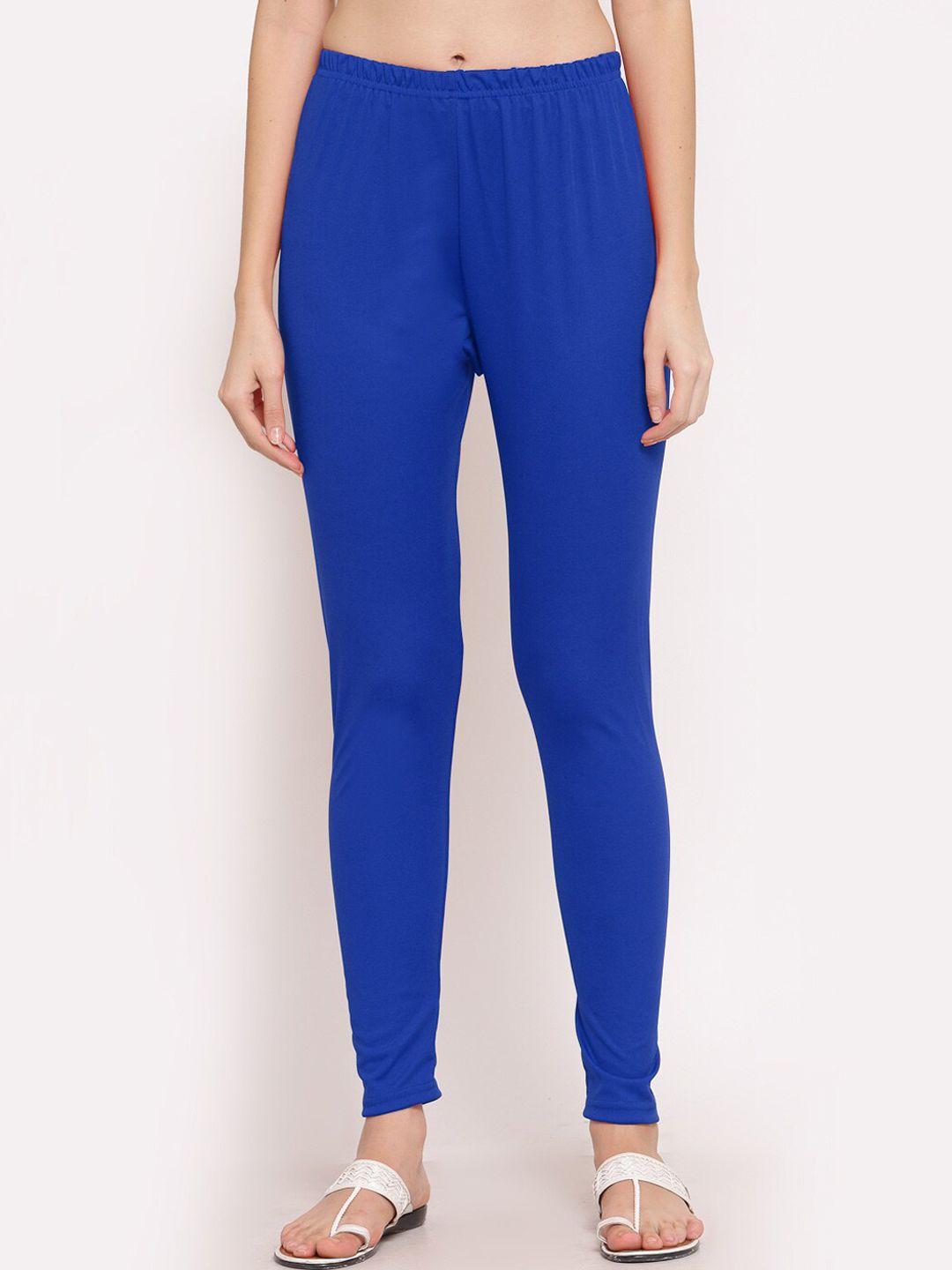 klotthe women blue solid ankle-length leggings