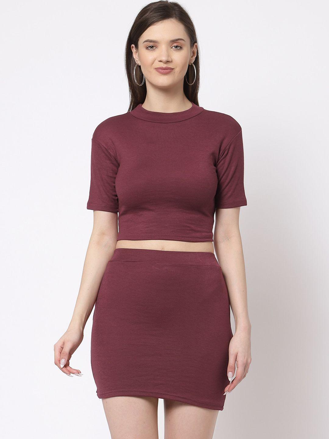 klotthe women maroon solid co-ords