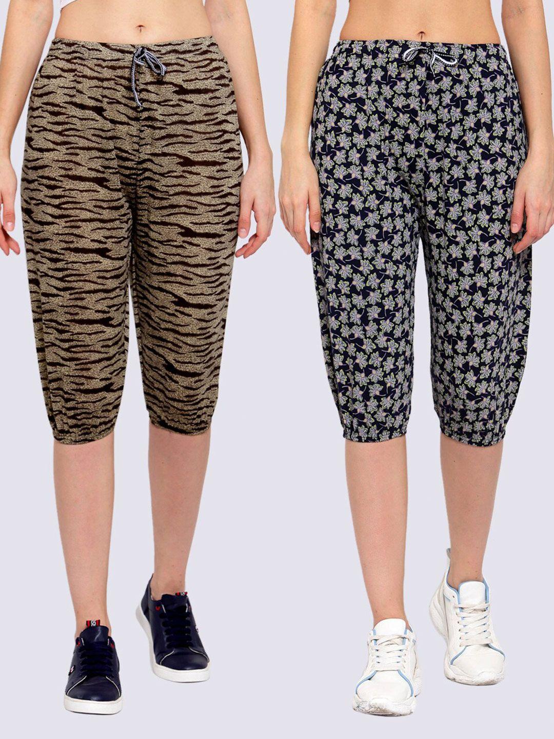 klotthe women pack of 2 pure cotton printed capris