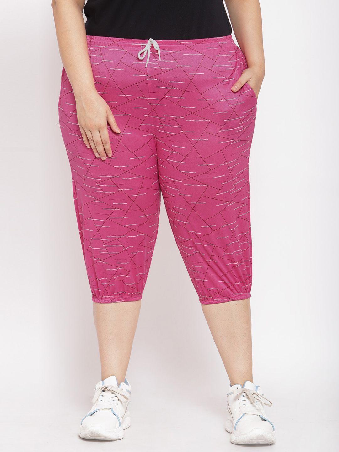 klotthe women pink & white printed capris