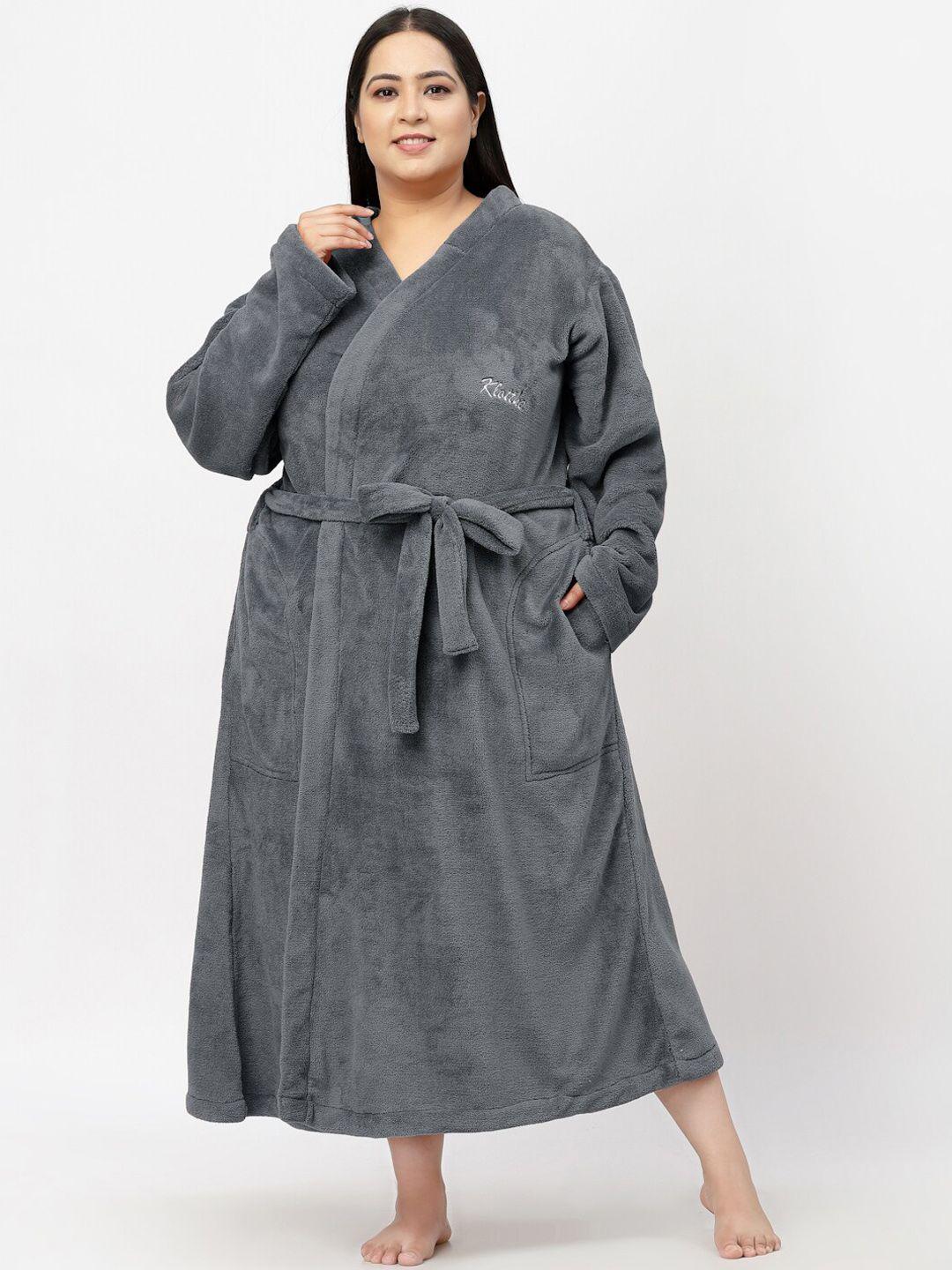 klotthe women plus size solid woolen bath robe with belt