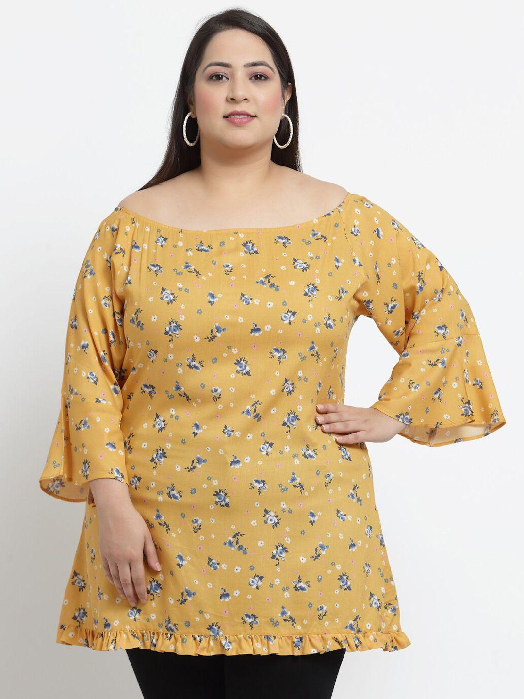 klotthe women yellow floral printed tops