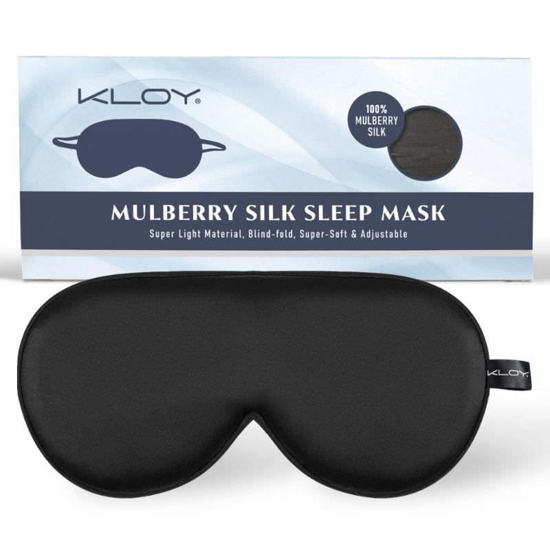 kloy 100% mulberry silk sleep eye mask - black