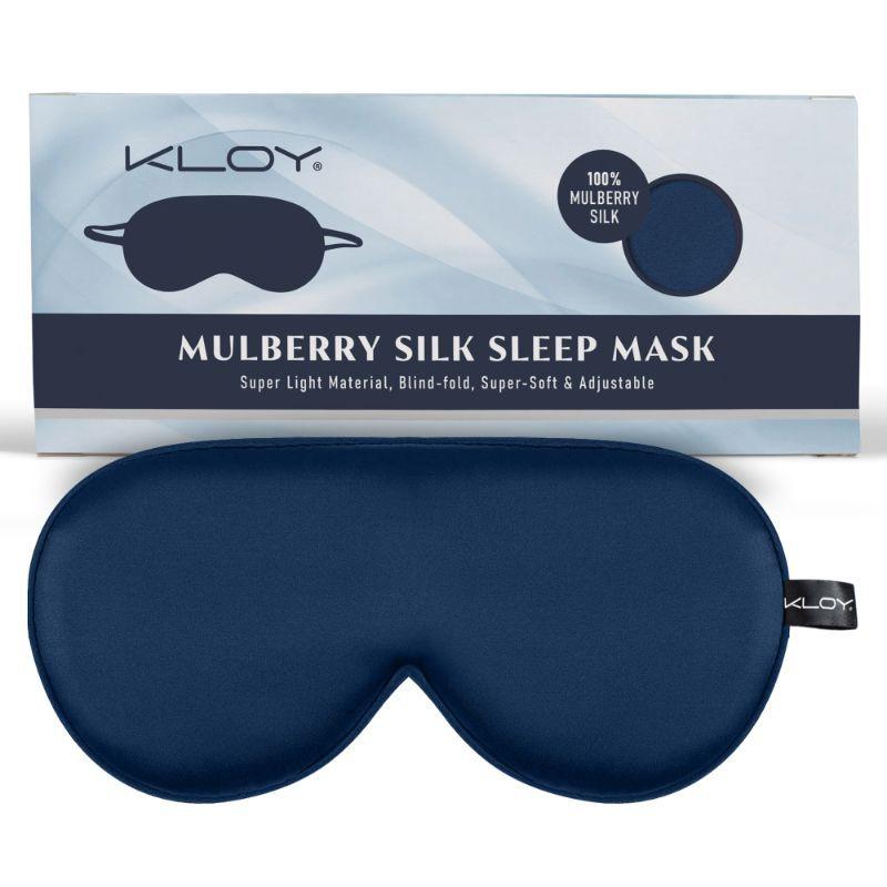 kloy 100% mulberry silk sleep eye mask - blue