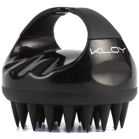 kloy hair scalp massager shampoo brush with soft silicone bristles- black