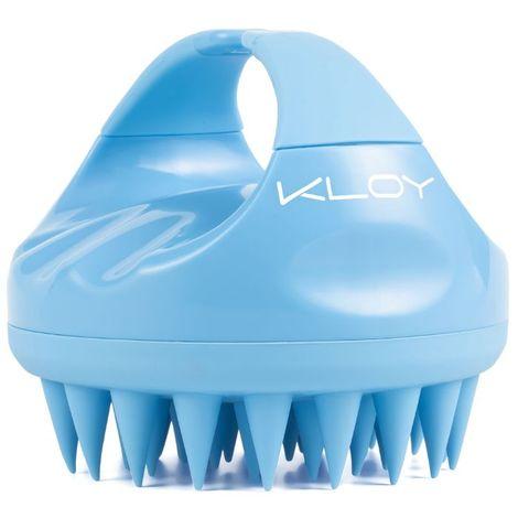 kloy hair scalp massager shampoo brush with soft silicone bristles- blue