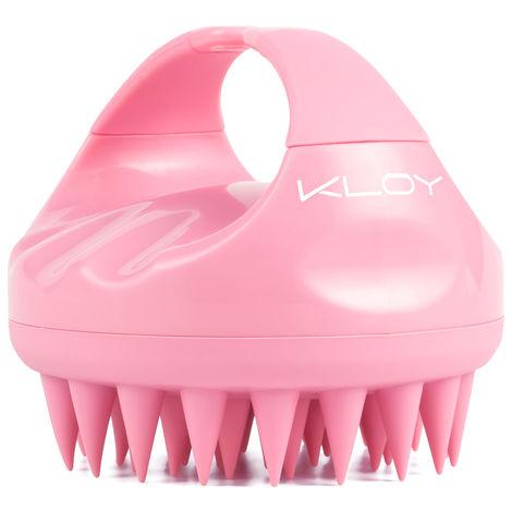 kloy hair scalp massager shampoo brush with soft silicone bristles- pink